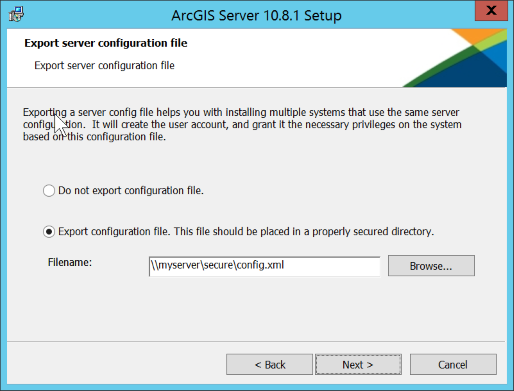 Export a server configuration file.